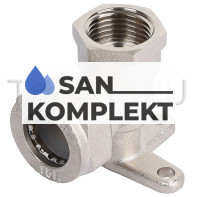 Угольник с креплением ДУ 15*1/2 вн.резьба (водорозетка) (никелированный) TIM ZTI.624.001504N