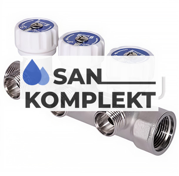 Коллектор c регулирующими вентилями 3/4*1/2- 3 выхода TIM MR-03N-3