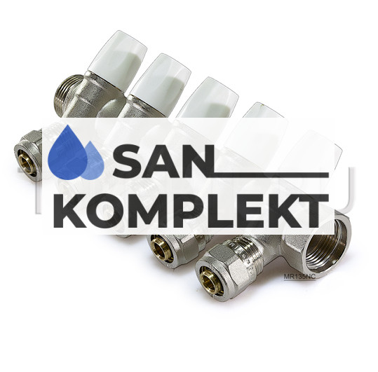 Коллектор регулирующий под 45° 1"г/ш*1/2 х 16ц - 5 вых TIM MR135N-1-02C-5