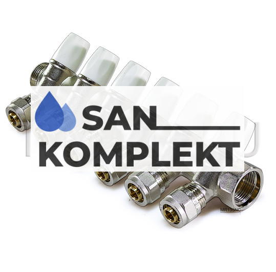 Коллектор регулирующий под 45° 1"г/ш*1/2 х 16ц - 6 вых TIM MR135N-1-02C-6