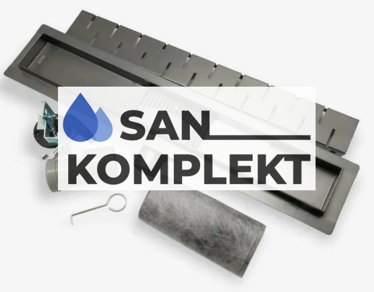 Трап напольный 70 х 800 mm с горизонтальным выпуском цвет вороненая сталь TIM BAD478002GY