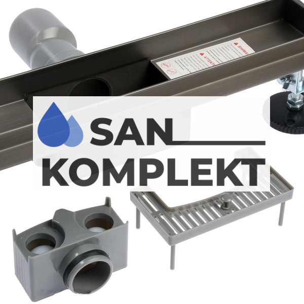 Трап напольный 70 х 800 mm с горизонтальным выпуском цвет вороненая сталь TIM BAD478002GY