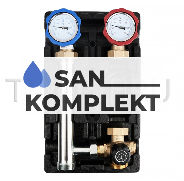 Насосная группа быстрого монтажа с трёхходовым термостатическим смесительным клапаном без насоса ZEISSLER NG-TK-0101
