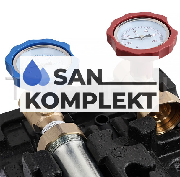 Насосная группа быстрого монтажа с трёхходовым термостатическим смесительным клапаном без насоса ZEISSLER NG-TK-0101