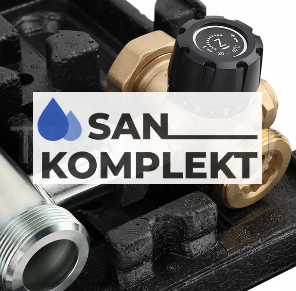 Насосная группа быстрого монтажа с трёхходовым термостатическим смесительным клапаном без насоса ZEISSLER NG-TK-0101