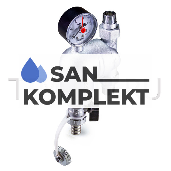 Фильтр 1/2 с поворотным соединением с манометром никелированный TIM ZSf.303.0104N