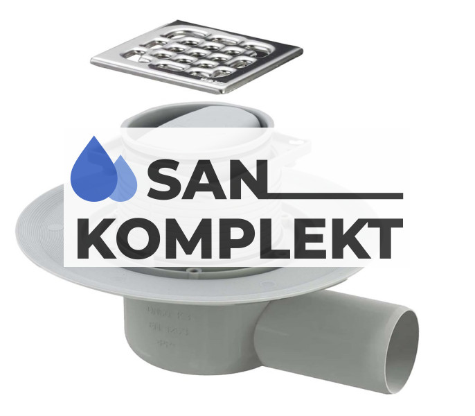 Трап для душевой с сухим затвором 15см*15см. угловой(горизонтальный) выпуск TIM BAD661502