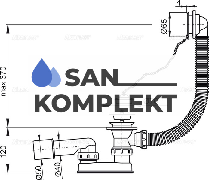 Обвязка для ванны полуавтоматическая пластпластиковая Alcaplast А501