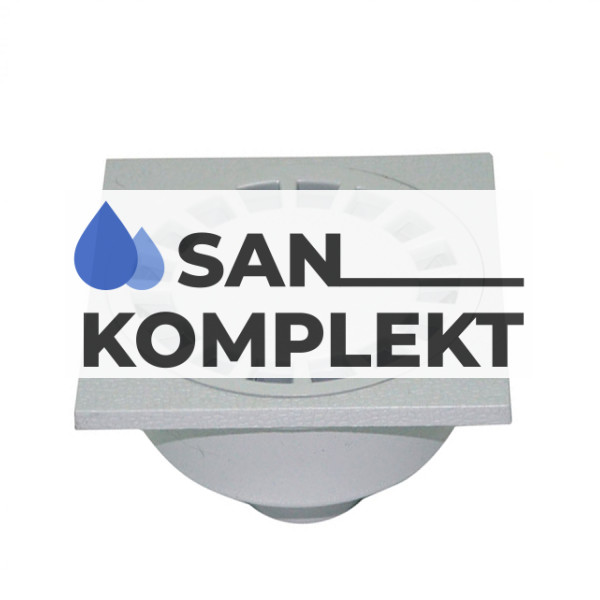 Трап D 50 вертикальный с пластиковой решеткой 150*150 мм