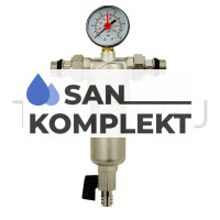 Фильтр 1/2&quot; с манометром никелированный корпус с редукционными соединениями TIM ZRF.301.000104N