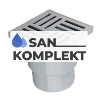 Трап D 110 вертикальный с пластиковой решеткой 150*150 мм