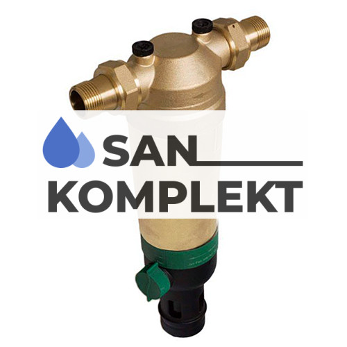 Фильтр с обратной промывкой латунный D 1 с манометром с американками TIM F07S04AAM