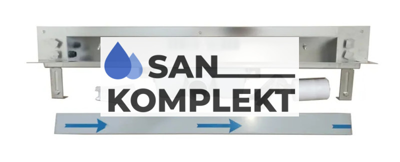 Душевой лоток для монтажа в стену с комбинированным затвором сухим затвором и гидрозатвором накладная панель нержавеющая сталь-глянец 700*70 TIM BAD817002 Profi