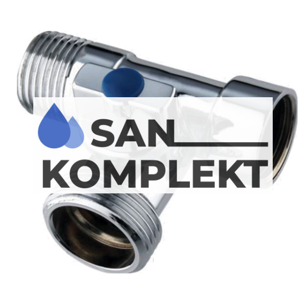 Трехпроходной кран для стиральной машины 1/2"-3/4"-1/2" TIM BL5837