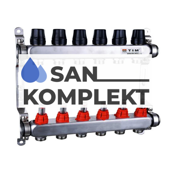 Коллекторная группа квадратная 8 хода нержавеющий корпус с расходомерами упрощенная TIM KDS5008