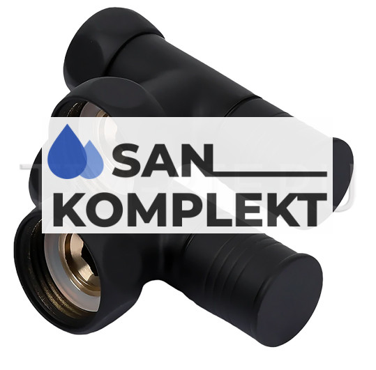 Вентиль угловой 1"г* 1/2"г. для полотенцесушителя черный TIM KV01-LFF042B