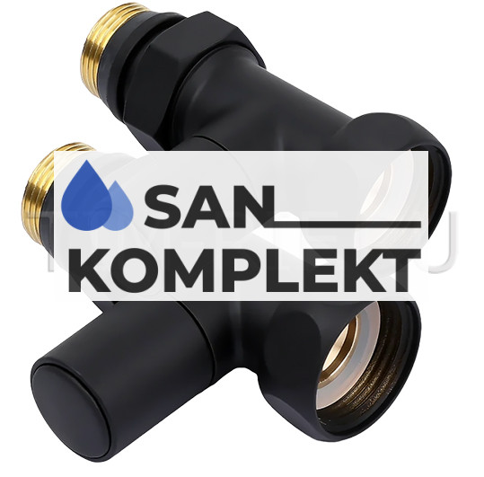 Вентиль прямой 1"г* 1/2"ш. для полотенцесушителя черный TIM KV01-FM042B