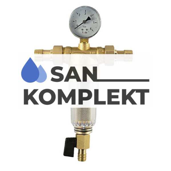 Фильтр с манометром стеклянный корпус 3/4" нар-нар. TIM JH-2002