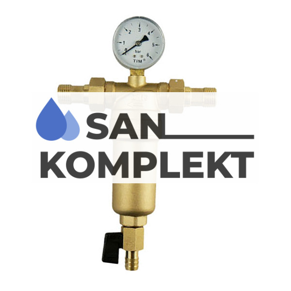 Фильтр с манометром металлический корпус 1" нар-нар. TIM JH-3001
