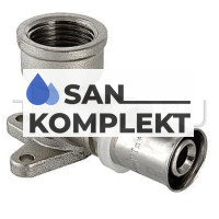 Пресс-фитинг Уголок с крепежом ДУ-16х1/2 ВН. Резьба TIM F-ZL1602FN