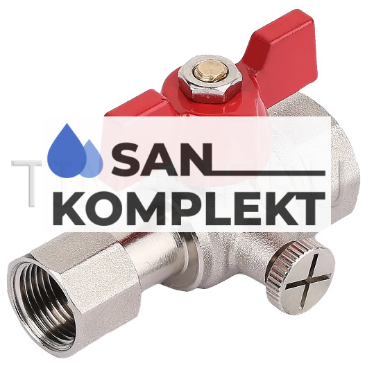 Кран шаровой ДУ-1/2*3/8 для подключения манометра с внутренней резьбой TIM BV213-C0238N