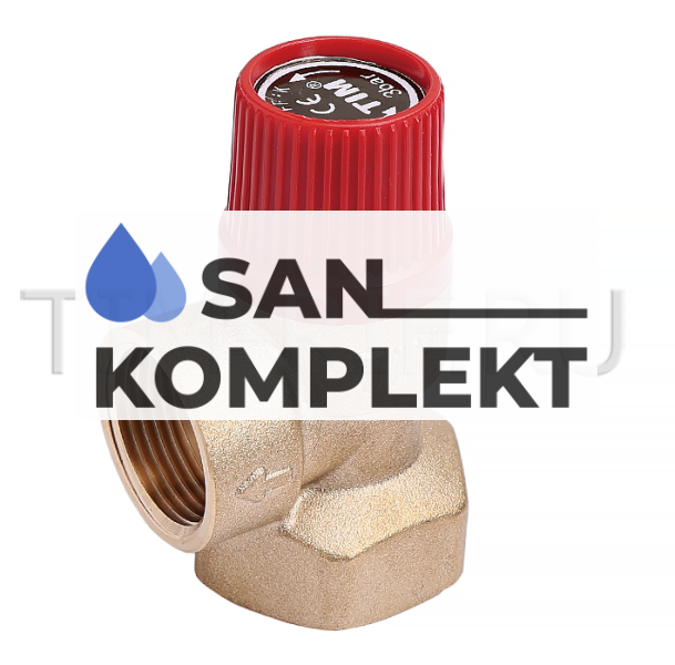 Клапан предохранительный для отопления 1*3/4 г-г-3 бар красный BL43FF-K-3