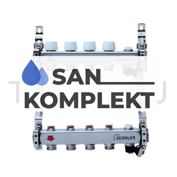Коллекторный блок из нержавеющей стали 1*3/4 -2 выхода для отопления ZSc.406.0602S
