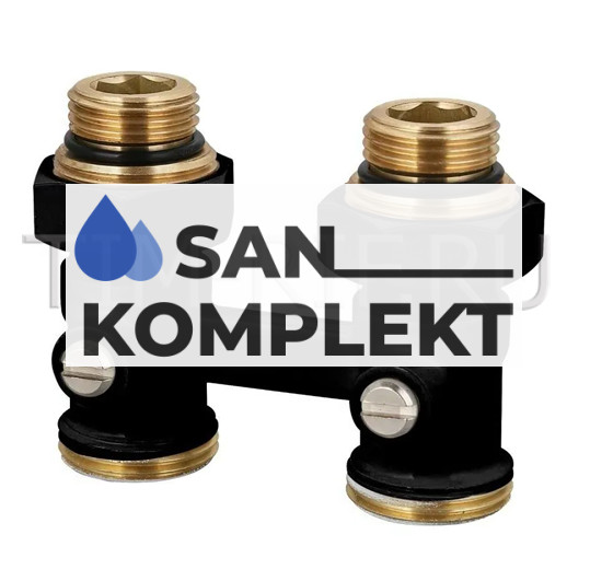 Узел прямой для нижнего подключения радиатора 1/2 x 3/4 с шаровым краном евроконус черный TIM ME220CB