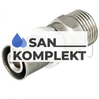 Пресс фитинг Муфта никелированная Ф26x3/4 нар. резьба TIM F-S2603MN