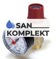 Предохранительный клапан с манометром красный 1/2&quot; г-ш 1.5б TIM BL4802-1.5