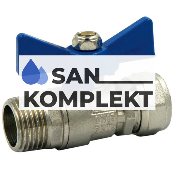 Кран шаровой латунный с цангой D16x1/2 нар.р BV206-02MN