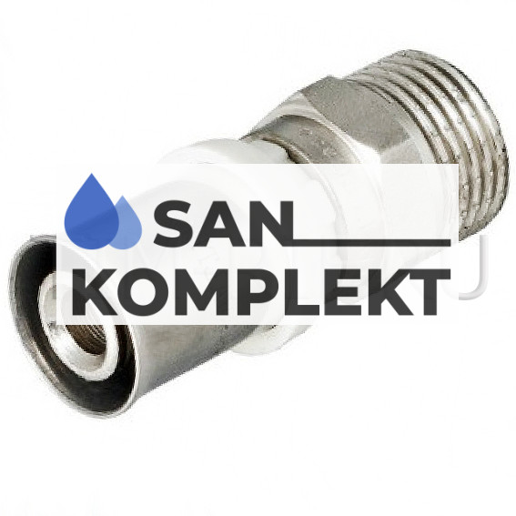 Пресс фитинг Муфта никелированная Ф20x1/2 нар. резьба TIM F-S2002MN