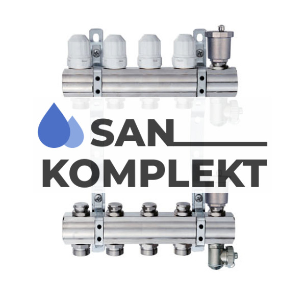 Коллекторная группа 1", 10 ходов латунный корпус без расходомера и кранов TIM KB010