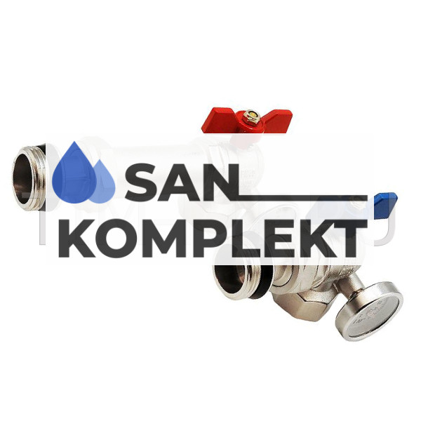 Кран шаровой угловой ДУ 1 с полусгоном и термометром для коллекторных групп M329-4