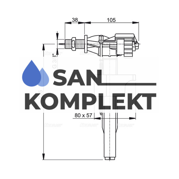 Впускной механизм 3/8 нижний подвод AlcaPlast A15-1