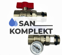 Кран шаровой пря.с полусгоном и термометром 1&quot; пара  TIM M308-4T