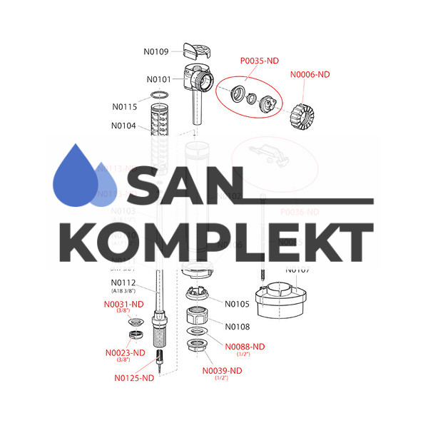Впускной механизм 1/2 боковой подвод AlcaPlast A17