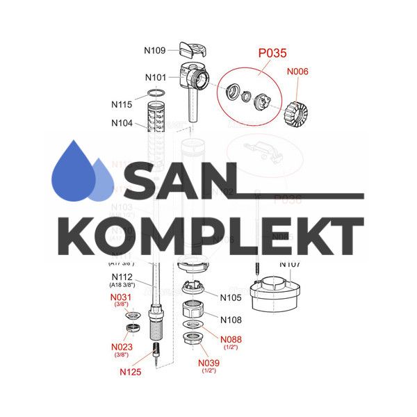 Впускной механизм 3/8 латунный нижний подвод AlcaPlast A18-1